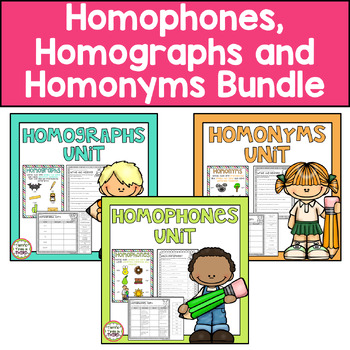 Preview of Homophones, Homonyms, and Homographs Bundle - Worksheets and Posters