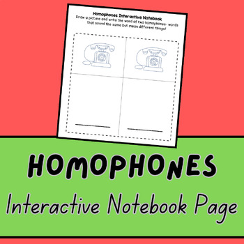 Preview of Homophones- INTERACTIVE NOTEBOOK
