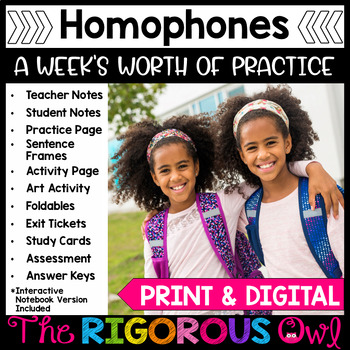 Preview of Homophones Lesson, Practice & Assessment | Print & Digital