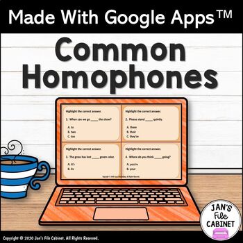 Preview of Homophones Lesson, Practice, and Quiz | Homograph Homonym GRADES 4-5 Google Apps