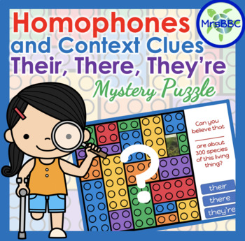 Preview of Homophones Mystery Puzzle: Their, There, They're  Digital Boom Cards™