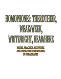 Homophones-Notes and Practice-there, weak, hear, write