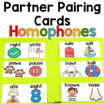 Preview of Homophones Partner Cards - ELA Center - Homophone Game