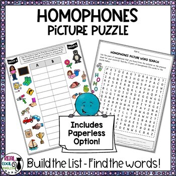 Preview of Homophones Picture Word Search Puzzle with Digital Option