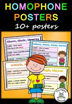 Preview of Homophones Posters - Commonly misspelled words - Literacy