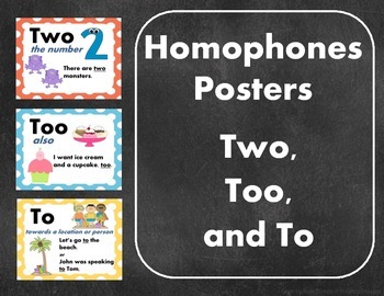 homophones posters two too and to by third grade things