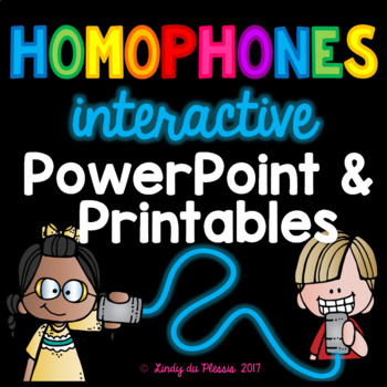 Preview of Homophones PowerPoint and Worksheets for 2nd, 3rd, and 4th grade