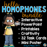 Homophones PowerPoint and Task Cards Bundle  for 2nd, 3rd, and 4th grade