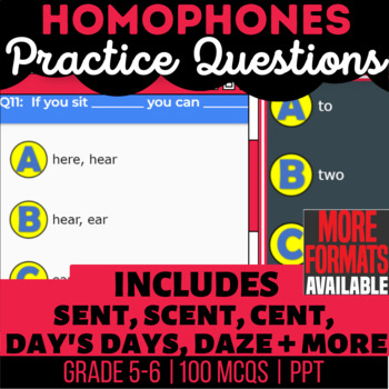 Preview of Homophones PowerPoints | Vocabulary Practice for 5th and 6th Grade