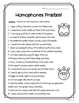 homophones practice worksheet by 4 little baers tpt