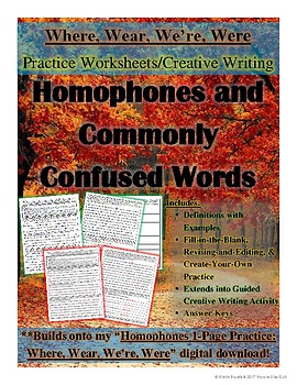 Preview of Where, Wear, We’re, Were: 3-Page Autumn-Themed Practice and Creative Writing