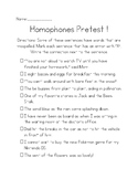 Homophones Pretest