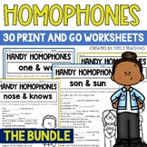 Homophones Worksheets and Homophones Activity Bundle