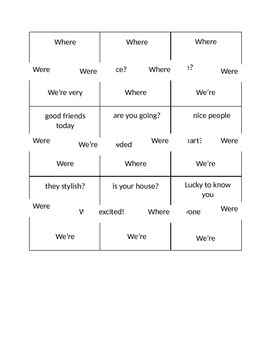 Preview of Homophones Puzzle (where,we're,were)