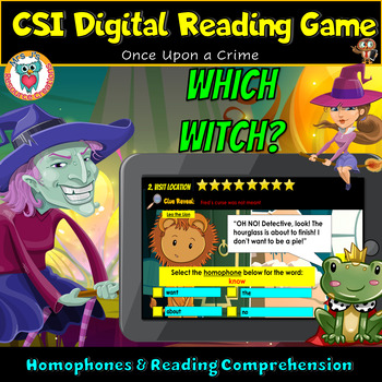 Preview of Homophones Reading Comprehension Digital Resource Escape Room Mystery Game