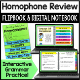 Homophones Review Digital Notebook & Grammar Flipbook