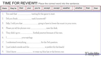 Preview of Homophones Review PDF