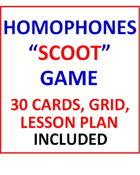 Preview of Homophones SCOOT Game (Cards, Grid and Lesson Plan Included)