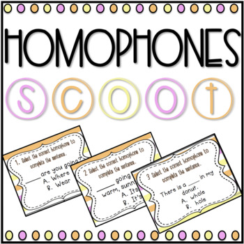 Preview of Homophones SCOOT! Game, Task Cards or Assessment- Distance Learning