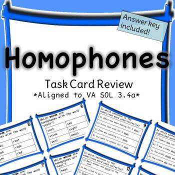 Preview of Homophones Task Card SOL Review