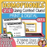 Homophones Task Cards | Set 1 | Multiple Choice! | Print &