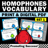 Homophones Vocabulary Activities Games Task Cards Spelling