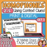 Homophones Task Cards | Set 3 | Multiple Choice | Print & 