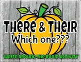 Homophones Their & There | Pumpkin themed write around the