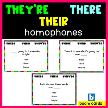 Preview of Homophones There Their They're Boom Cards