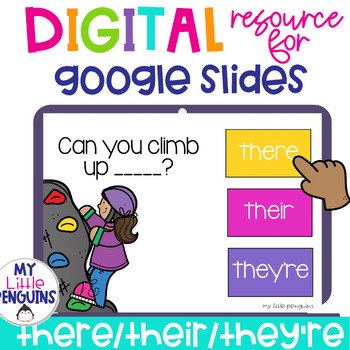 Preview of Homophones There, Their They're Google Slides ALSO an Easel Assessment Digital