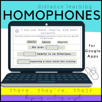 Preview of Homophones • There They're Their • Grammar • Google Slides w/ Google Forms Quiz