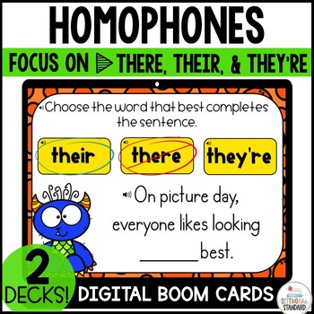 Preview of There their & they're Homophone Boom Cards