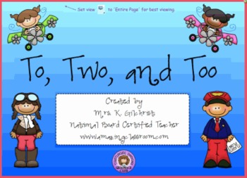 Preview of Homophones - To, Too, & Two - SMART Notebook Lesson File
