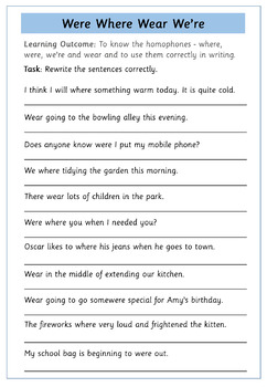 Homophones: Where Were Wear We're by Inspire and Educate | TpT
