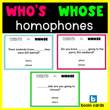 Preview of Homophones Who's Whose Boom Cards