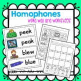 Homophones, Word wall and worksheets