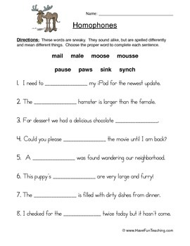 homophones worksheet by have fun teaching teachers pay