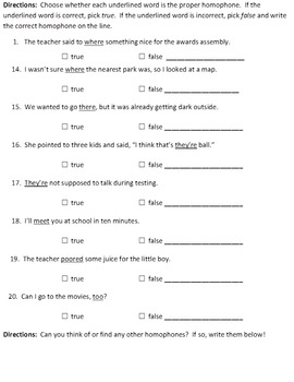 homophones grammar worksheet by kimberly smith tpt