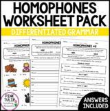 Homophones - Worksheet Pack With Answers
