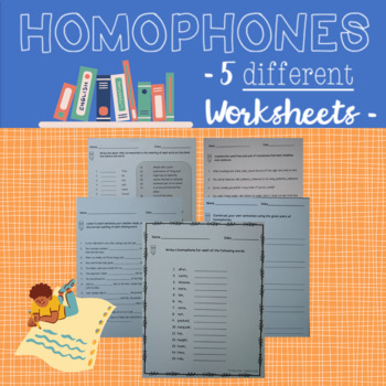 Preview of 5 Homophones Worksheets (for upper elementary to middle school)