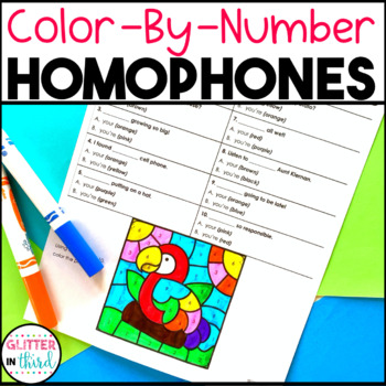 Preview of Homophones Worksheets Activities Color By Number