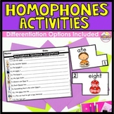 Homophones Matching Game + Worksheets with Differentiation