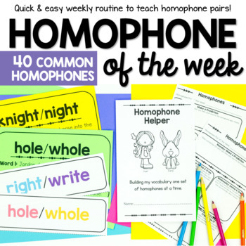 Preview of Homophones Worksheets and Weekly Activities