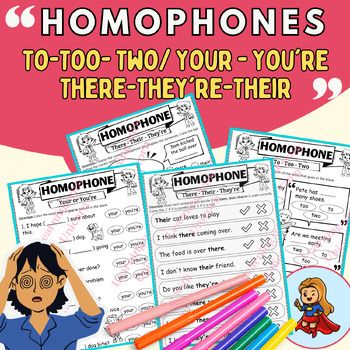 Preview of Homophones activities | Commonly confused words| Their, There, They’re | More