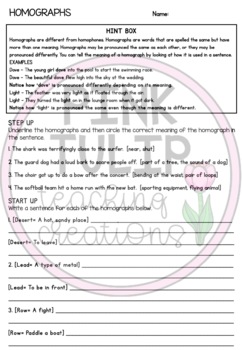 homophones and homographs grammar worksheets with