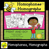 Homophones and Homographs Color by Code and Worksheet Activities