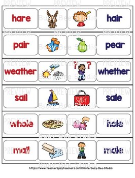 Homophones And Homonyms Word Wall Cards By Busy Bee Studio Tpt