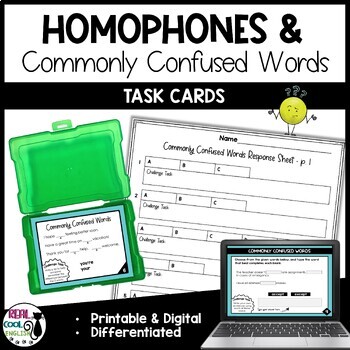 Preview of Homophones and other Commonly Confused Words Task Cards - Spelling