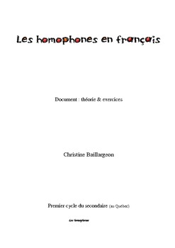 Preview of Homophones en français - French homophones