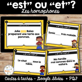 Preview of Homophones est, et - Cartes à tâches - Grammaire - PDF + Distance Learning